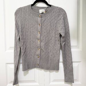 Women Pinque Artoie Fitted Cable Cardigan in Light Gray Size Small